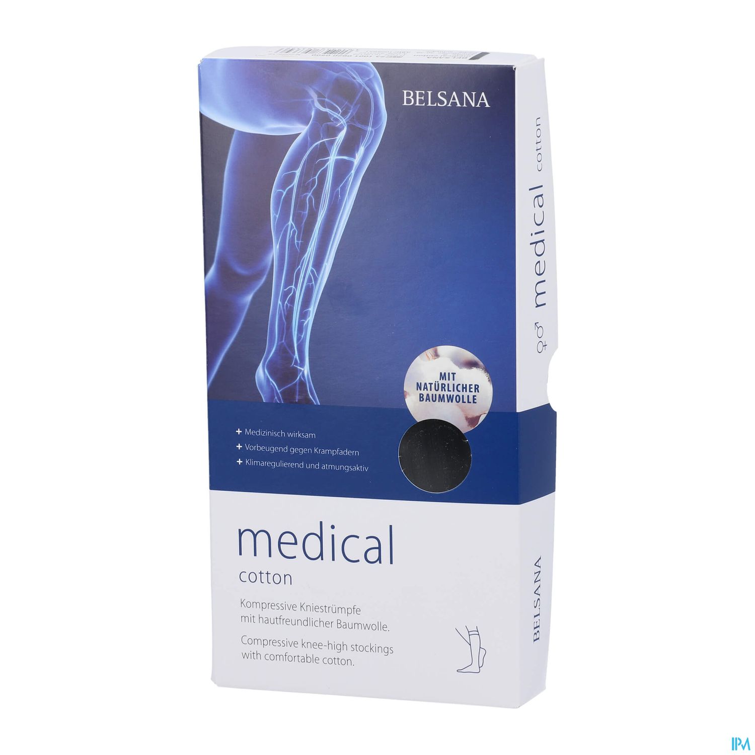 Stuetzstruempfe Belsana/medical Cotton Ad Knie Gr L1 36-38 Schwarz 2st