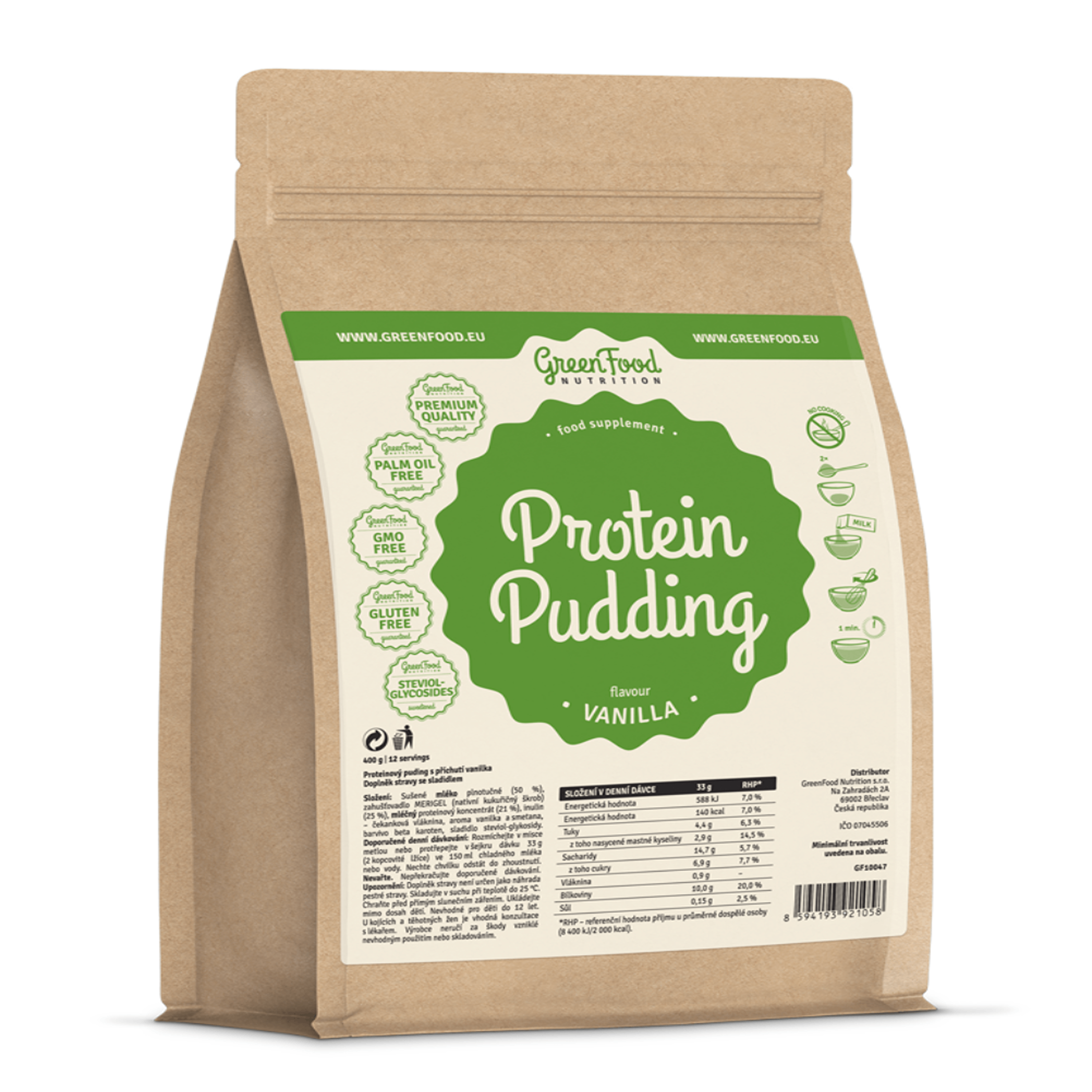 GreenFood Nutrition Protein-Pudding 400g Vanille