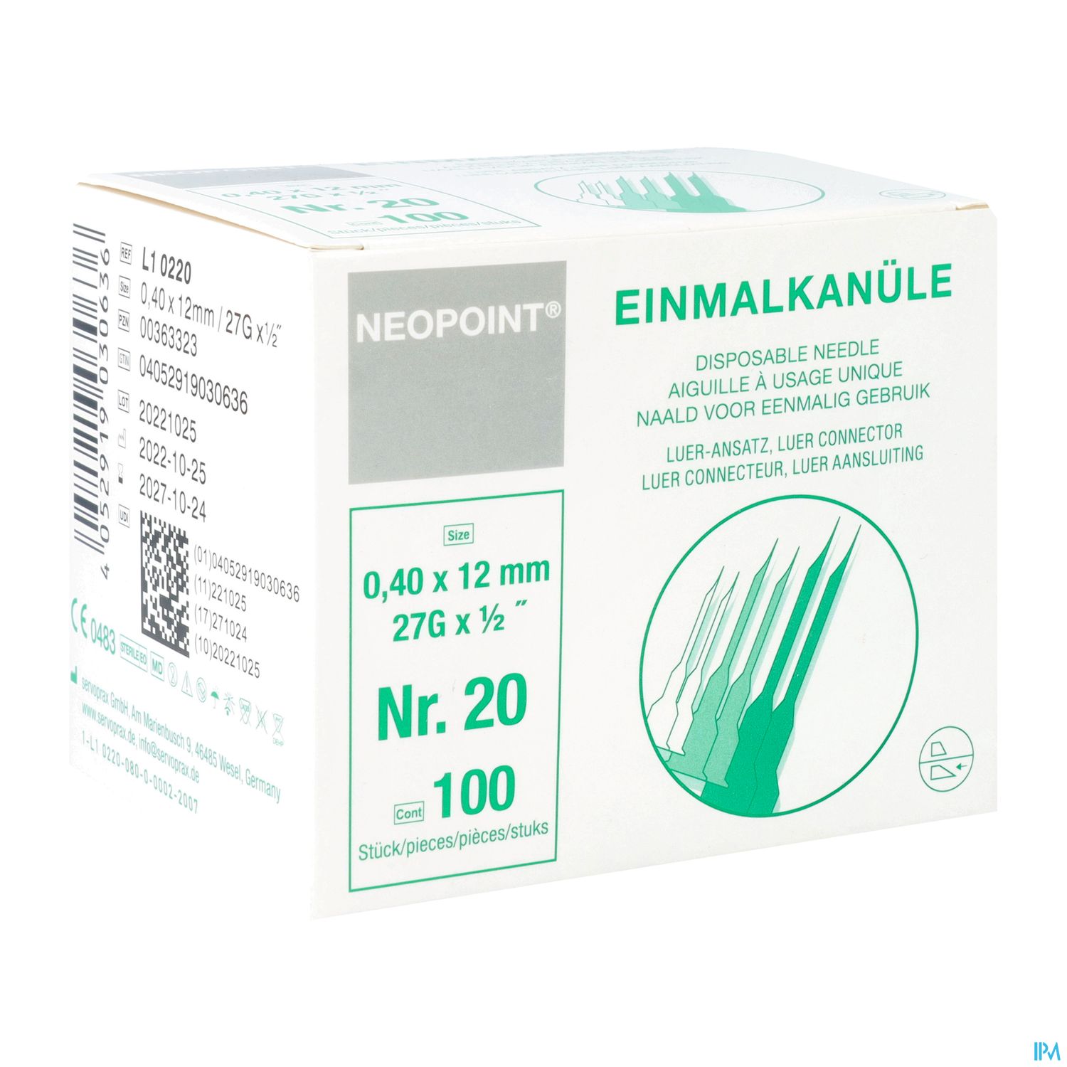 Injektionsspritzen U.zubeh. Einmalkanuelen Neopoint Steril Grau Nr 20 27g L10220 100st