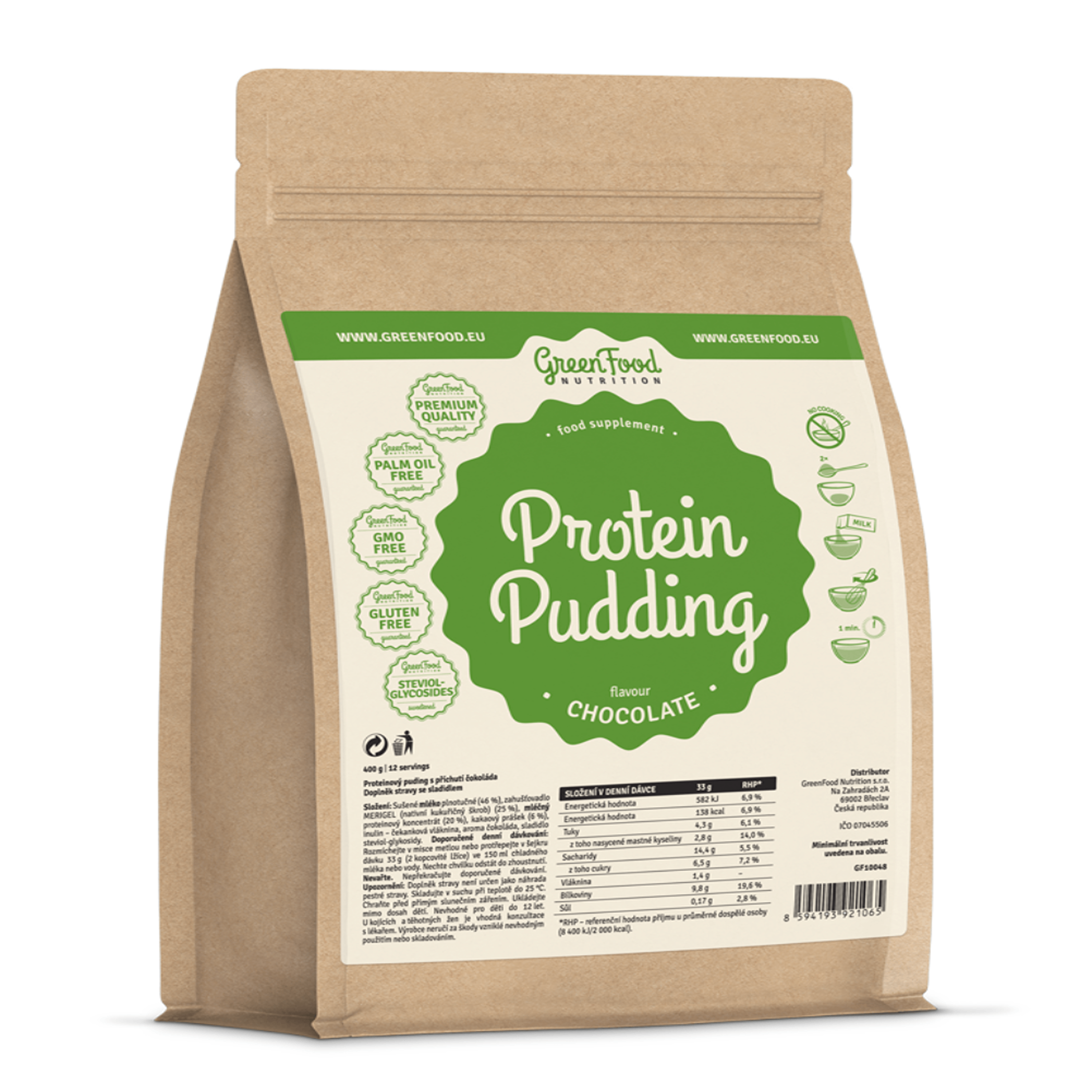 GreenFood Nutrition Protein-Pudding 400g Kakao