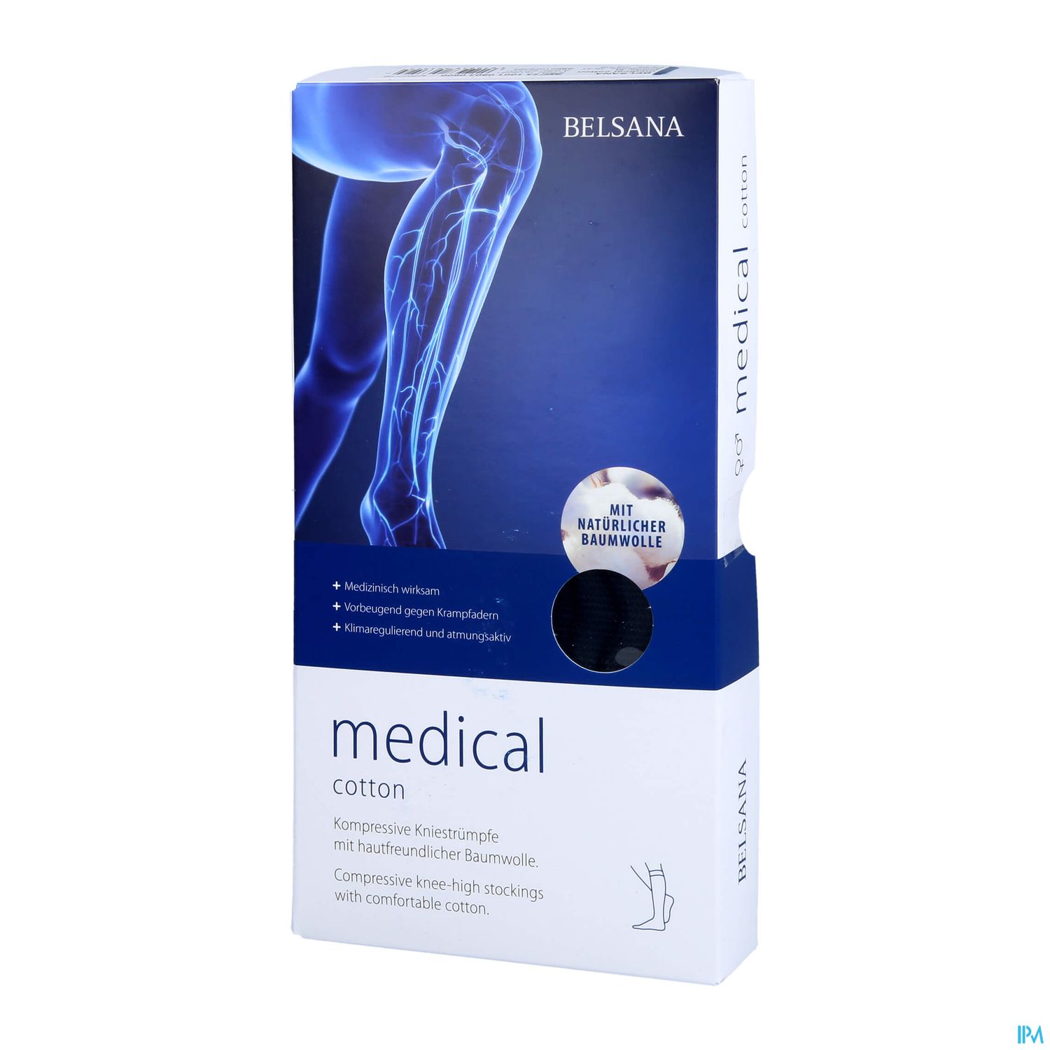 Stuetzstruempfe Belsana/medical Cotton Ad Knie Gr M1 36-38 Marine 2st