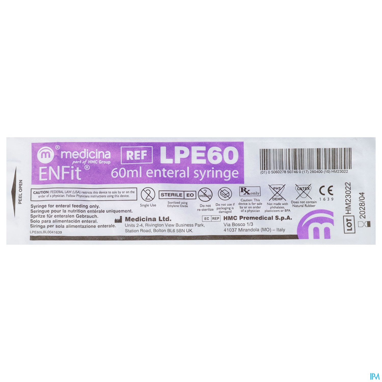 Ernaehrungssonde Enteral Sicherheitsspritze Enfit Low Dose 60ml 1st