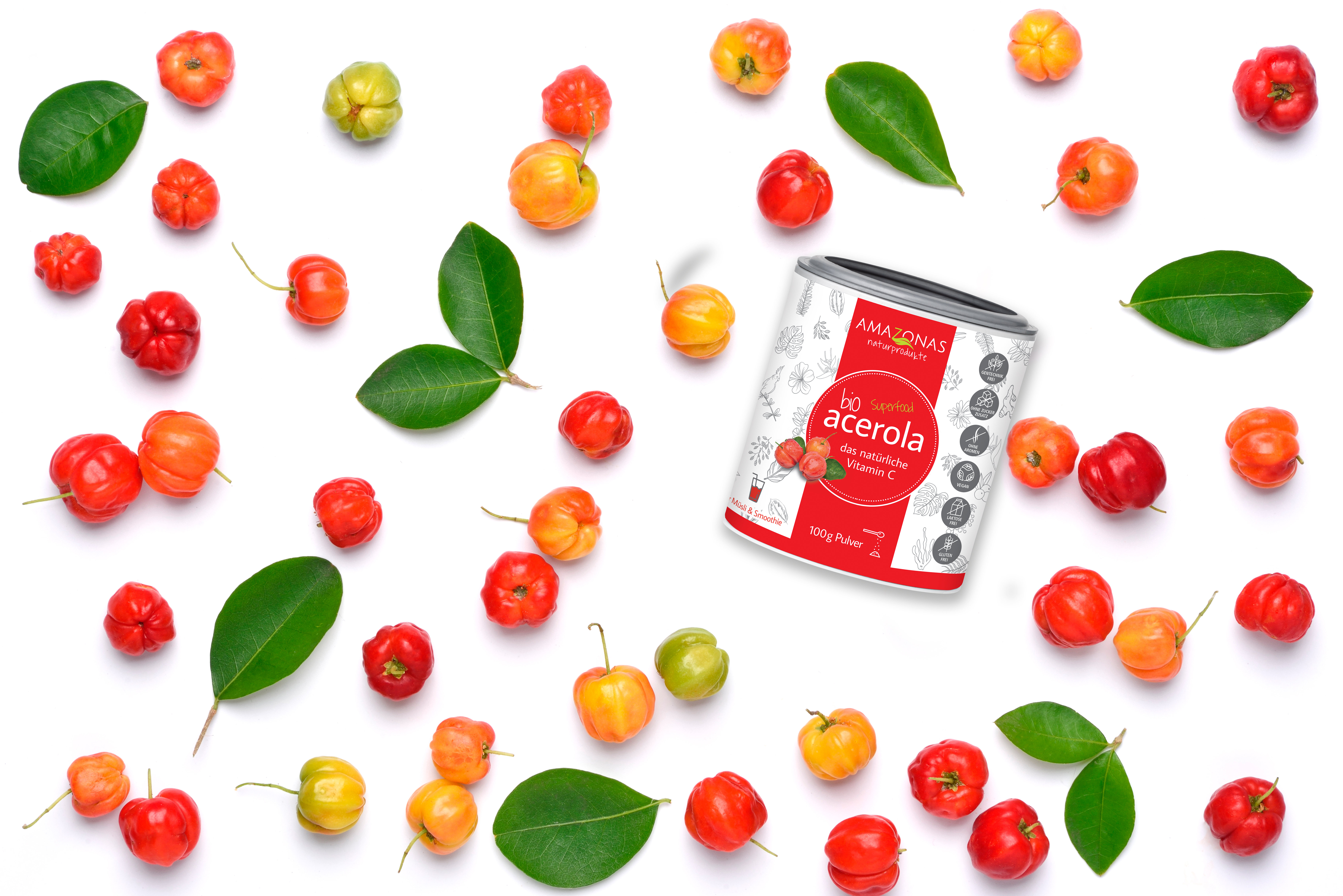 BIO Acerola Vitamin C Fruchtpulver, mit 17% natürlichem Vitamin C, 100g