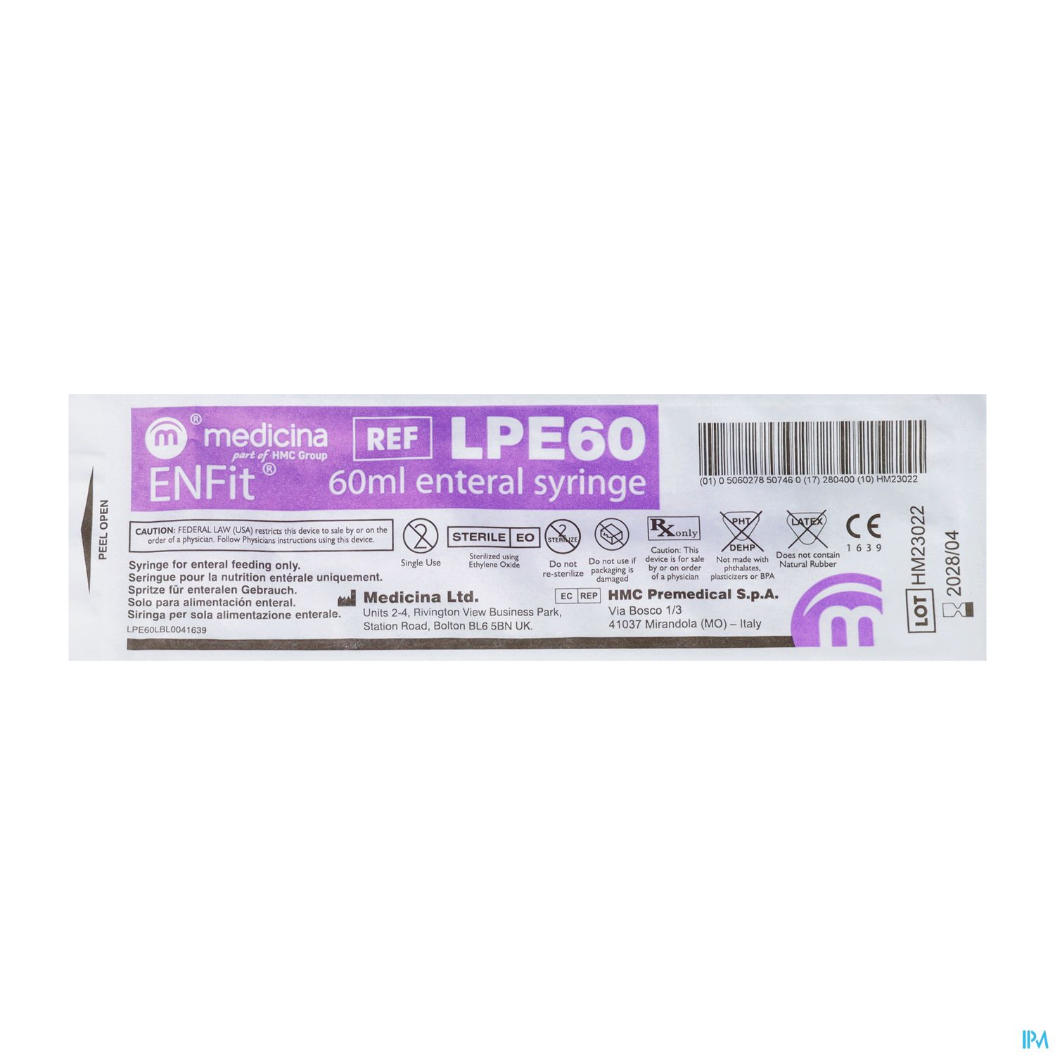 Ernaehrungssonde Enteral Sicherheitsspritze Enfit Low Dose 60ml 1st