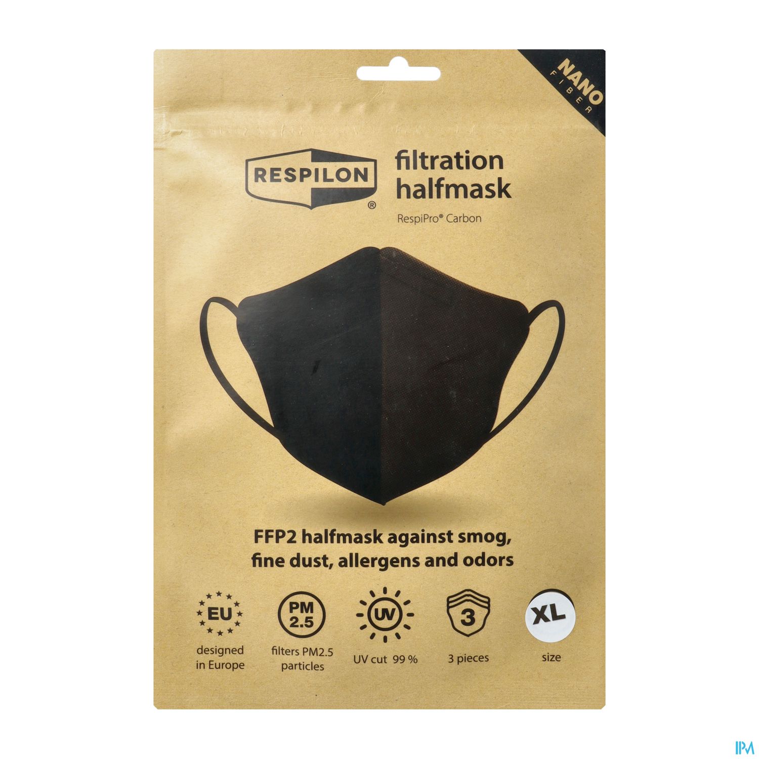 Schutzmasken Ffp2/respipro/nanofaser Carbon Xlarge Schwarz 3st