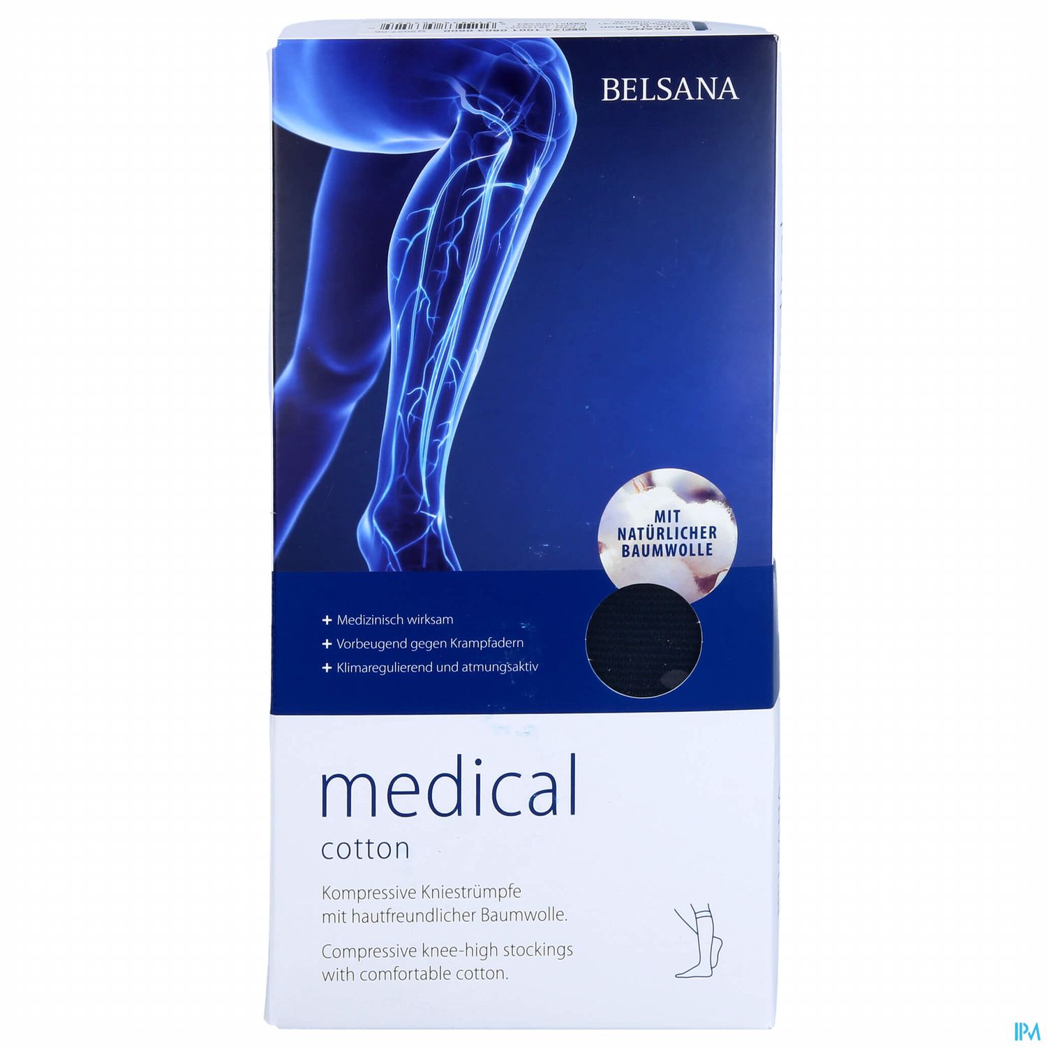 Stuetzstruempfe Belsana/medical Cotton Ad Knie Gr M1 36-38 Marine 2st