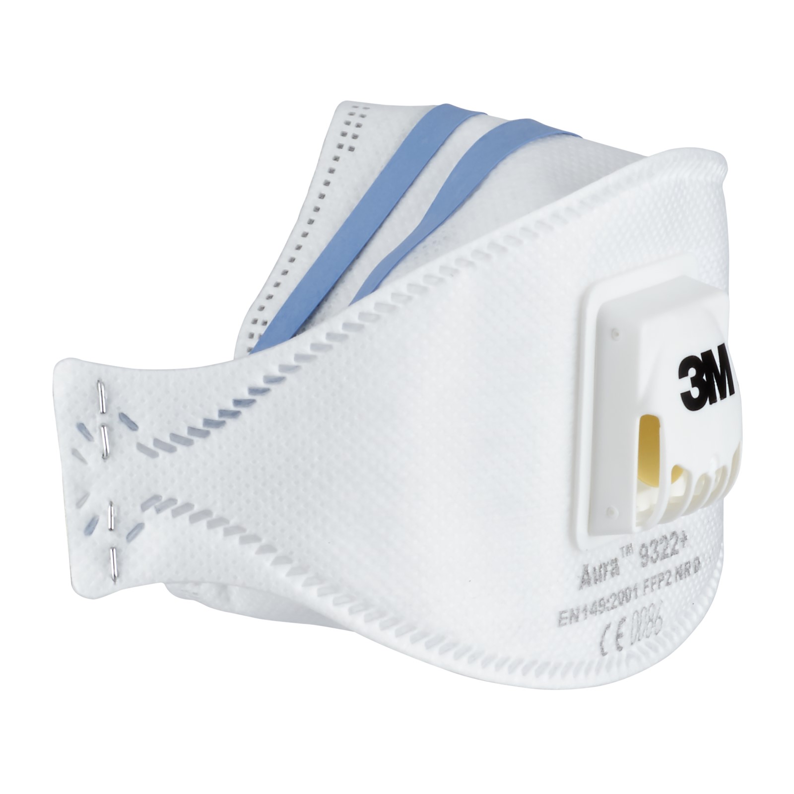 3M™ Aura™ Maske für Hand- und Maschinenschleifen 9322+, FFP2, mit Ventil, 2 pro Packung