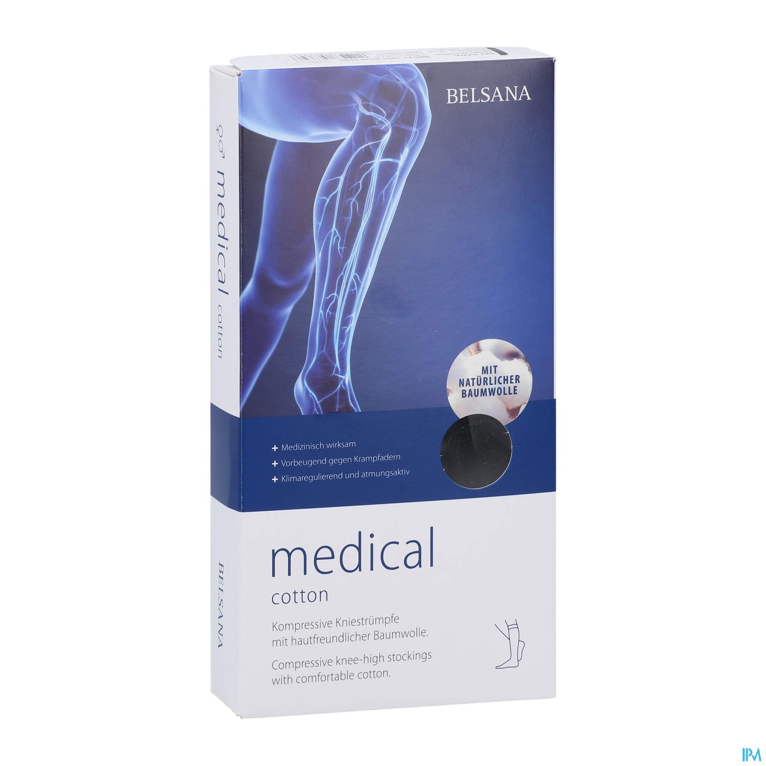 Stuetzstruempfe Belsana/medical Cotton Ad Knie Gr M2 39-41 Schwarz 2st
