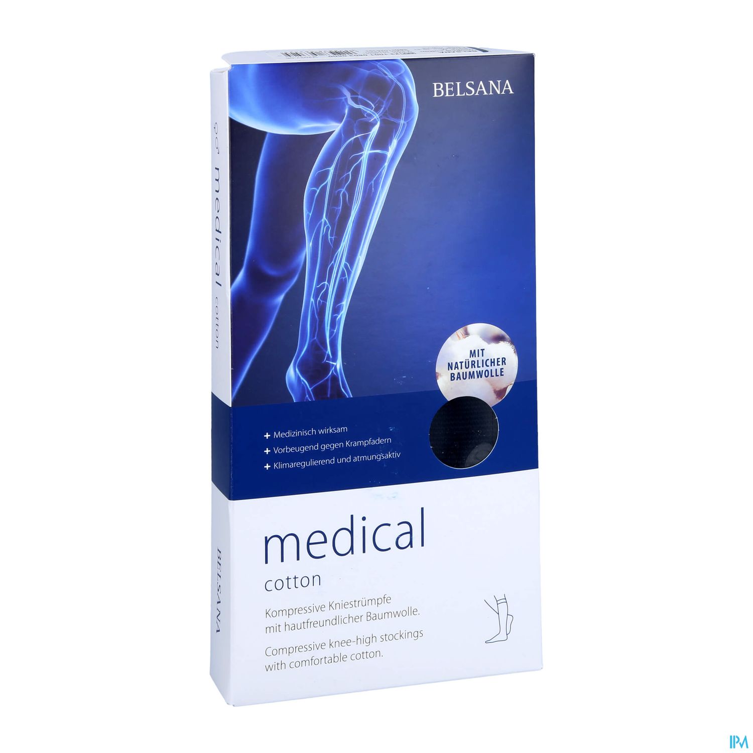 Stuetzstruempfe Belsana/medical Cotton Ad Knie Gr L3 42-44 Marine 2st