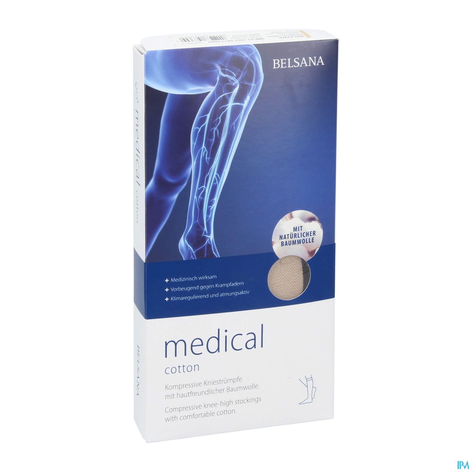 Stuetzstruempfe Belsana/medical Cotton Ad Knie Gr M3 42-44 Beige 2st