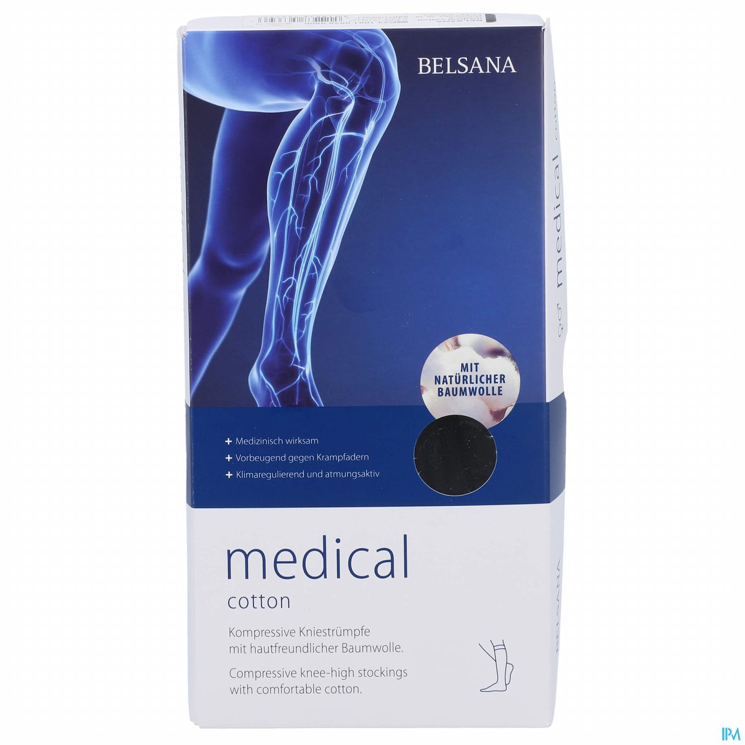 Stuetzstruempfe Belsana/medical Cotton Ad Knie Gr L2 39-41 Schwarz 2st