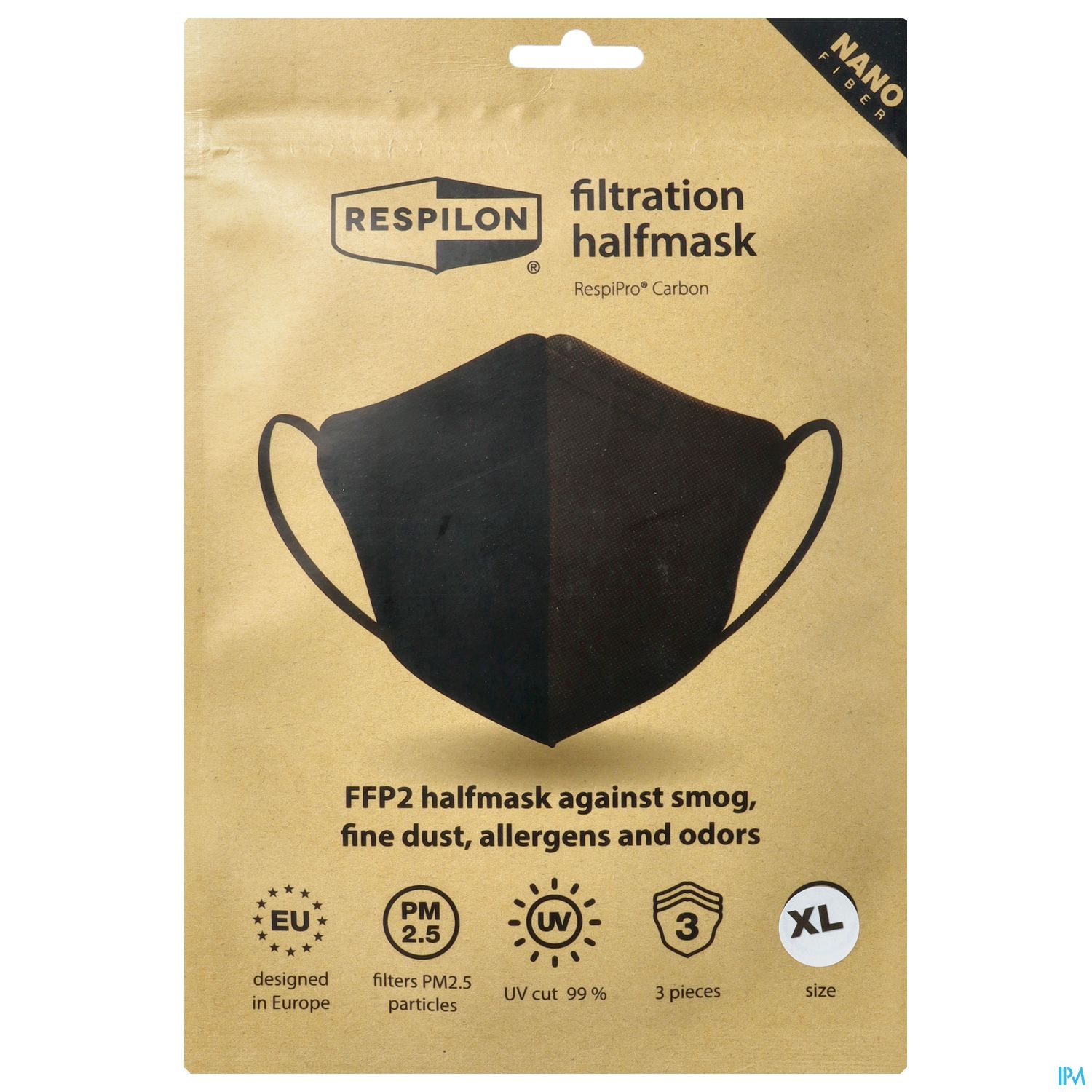 Schutzmasken Ffp2/respipro/nanofaser Carbon Xlarge Schwarz 3st