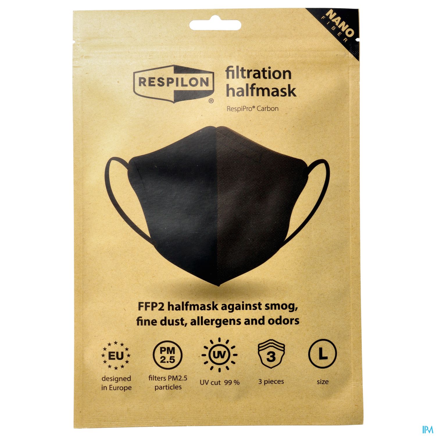 Schutzmasken Ffp2/respipro/nanofaser Carbon Large Schwarz 3st