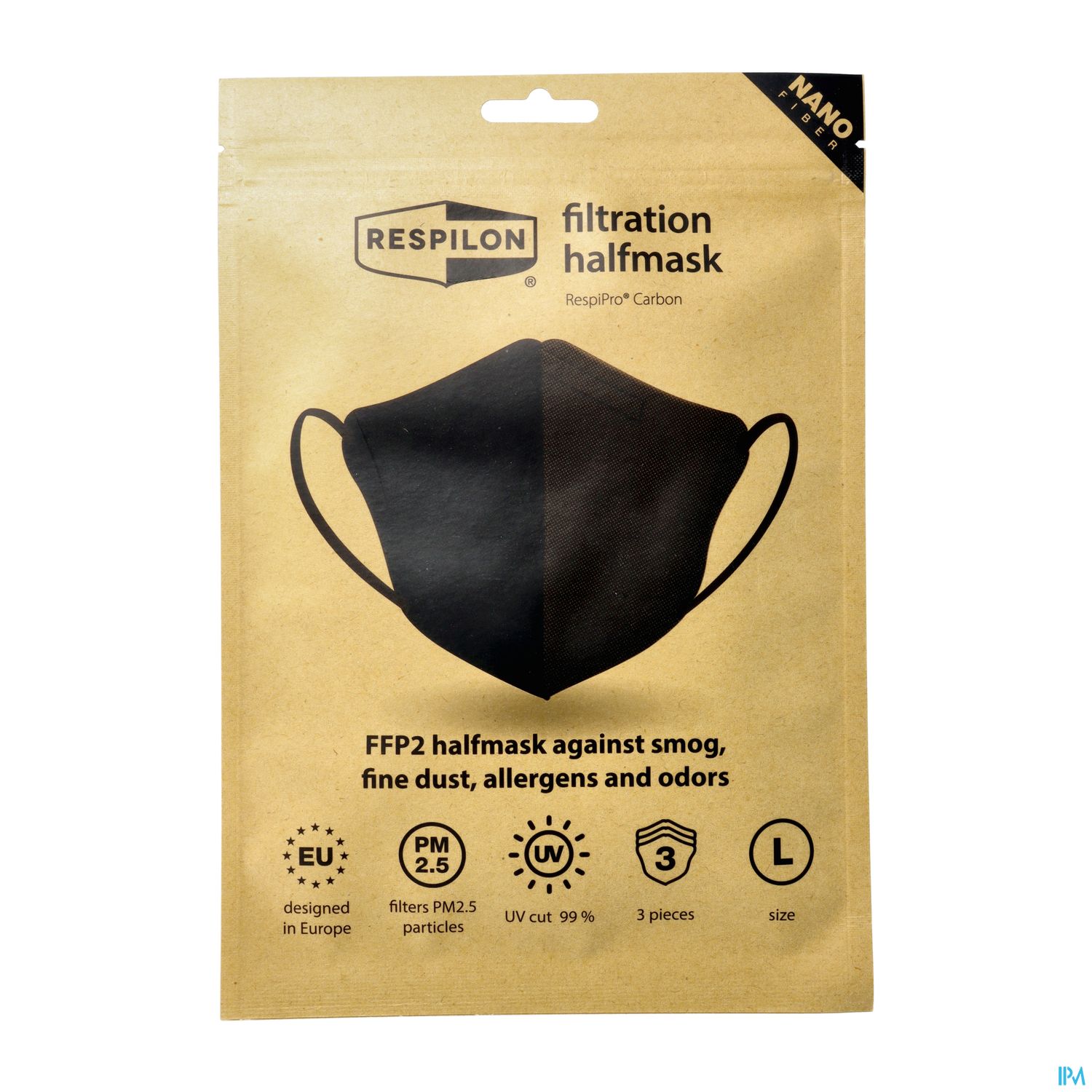 Schutzmasken Ffp2/respipro/nanofaser Carbon Large Schwarz 3st