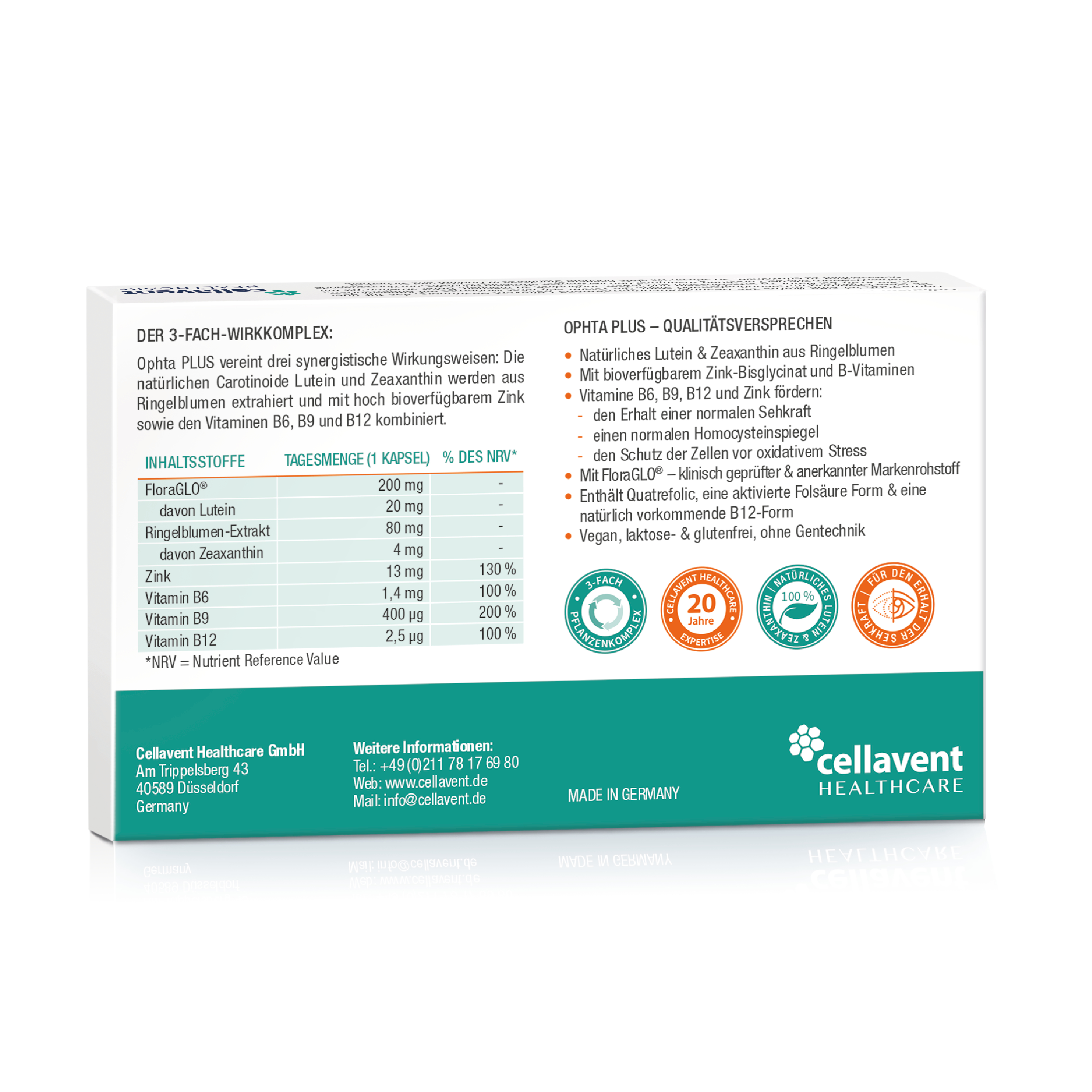 Augenvitamine – Augenkomplex der Carotinoide Lutein & Zeaxanthin, B-Vitamine und Zink – 30 Kapseln