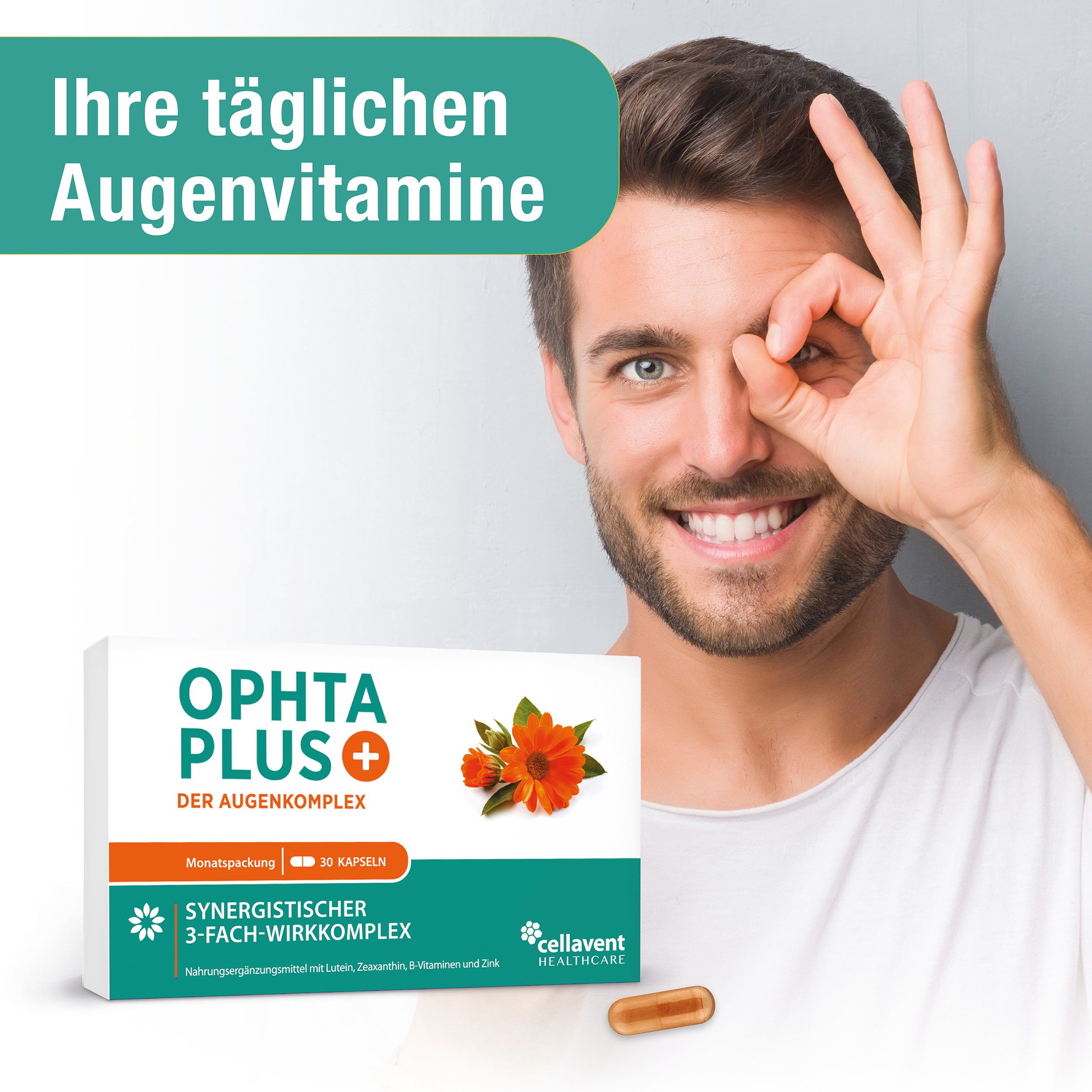 Augenvitamine – Augenkomplex der Carotinoide Lutein & Zeaxanthin, B-Vitamine und Zink – 30 Kapseln